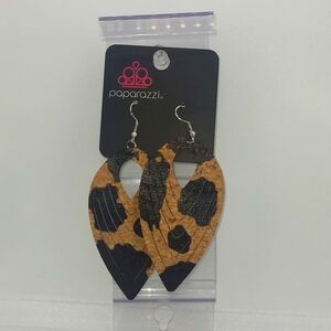 Paparazzi Costume Black and Tan Earrings